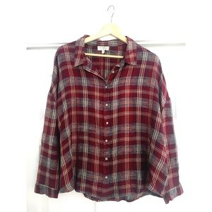 Lucky Brand red plaid button up shirt